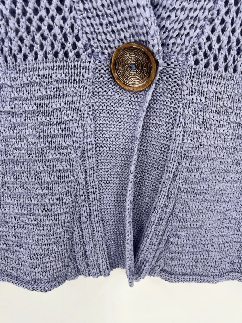 🆕 NWT CURIO Country Classics Cardigan Sweater Short Sleeve Knit Lavender Large